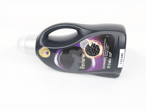Probendarstellung: HDPE-Waschmittelflasche, schwarz mit Additiv